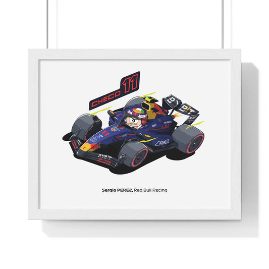 Checo Perez 11 Cartoon Racing Framed Art Print